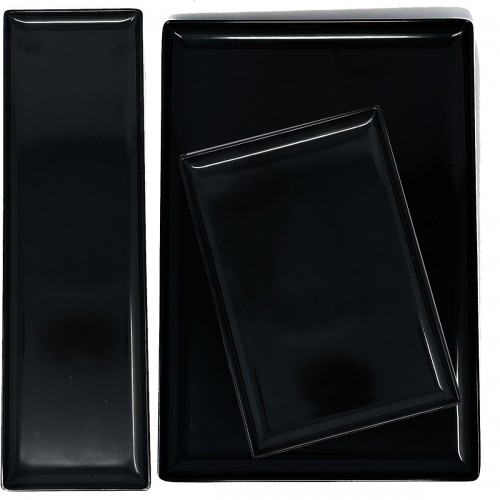 Rectangular tray in black melamine